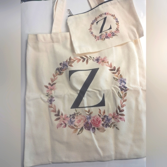 Monogram Letter Z Canvas Bag set with zip pouch - New in package - Picture 1 of 2